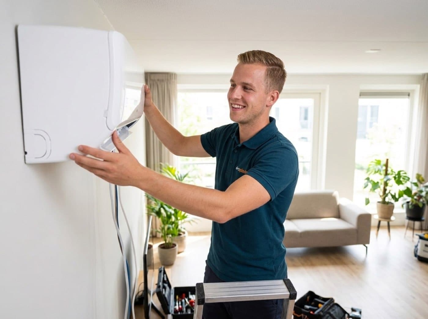 Daan van Aircoplaatsers plaatst een Toshiba split-airco